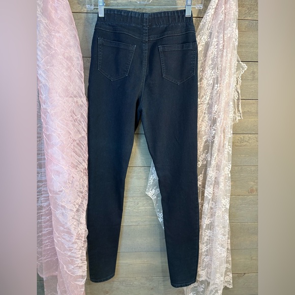 Blue Spice Dark Blue Jeggings Size 3 Faux Zip Pockets Stretch Denim - Picture 2 of 6